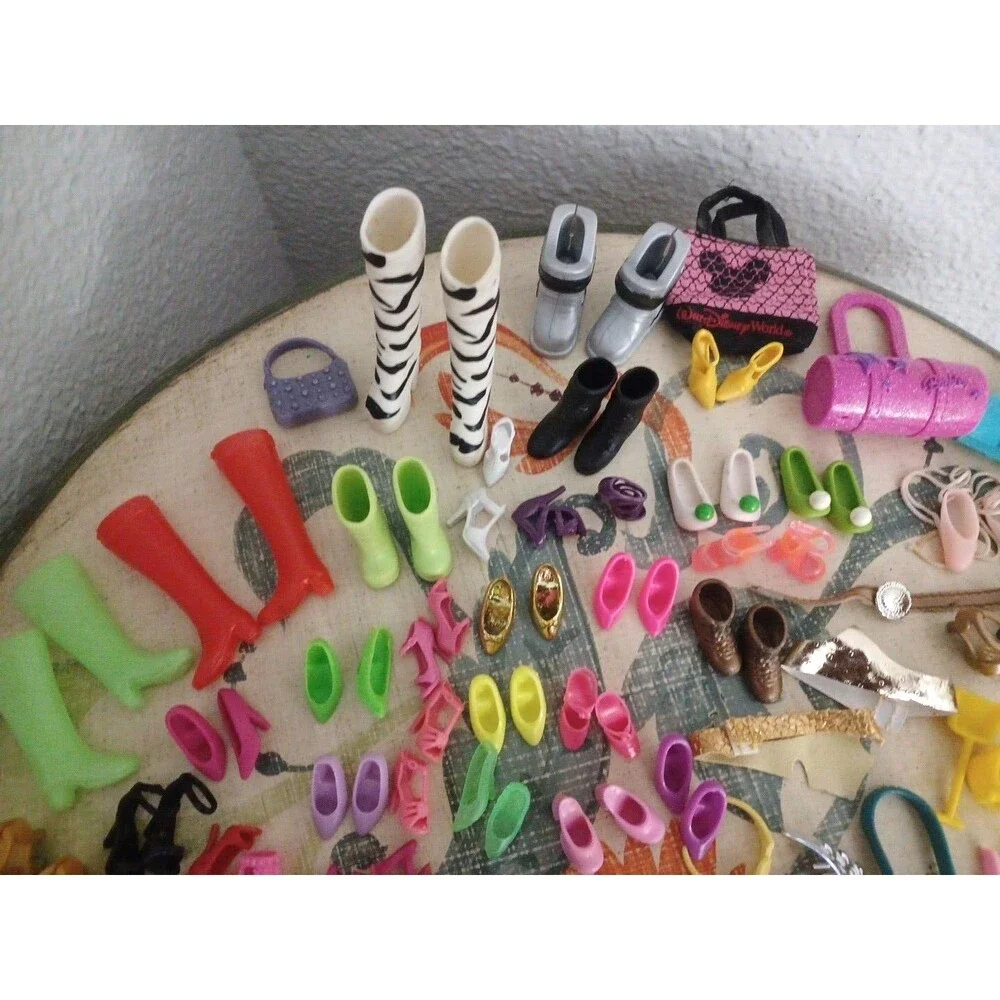 Large Lot of Miscellaneous Barbie Doll Accessories Shoes Purses, Lots More Vtg